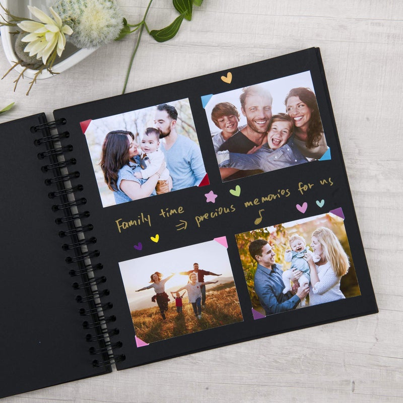 Gearchic 10 x 10 Inch DIY Scrapbook Photo Album with Window Design Cover 80 Pages Craft Paper Memory Book for Weeding Anniversary Travel and Baby (Black) - Image 3